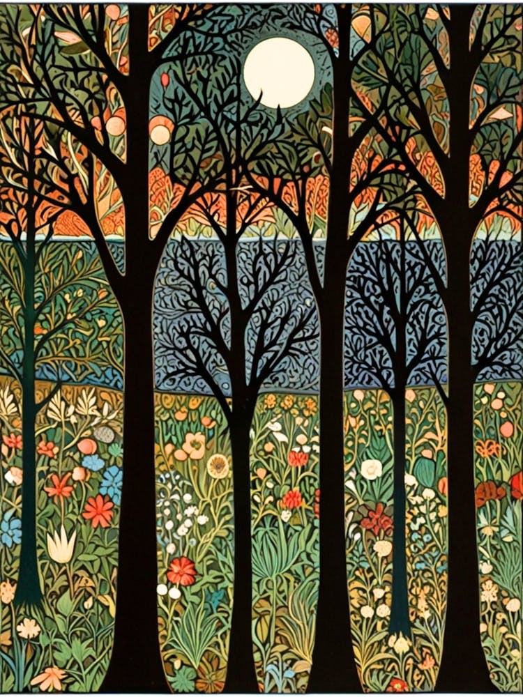 William Morris Moonlight In The Woods 156