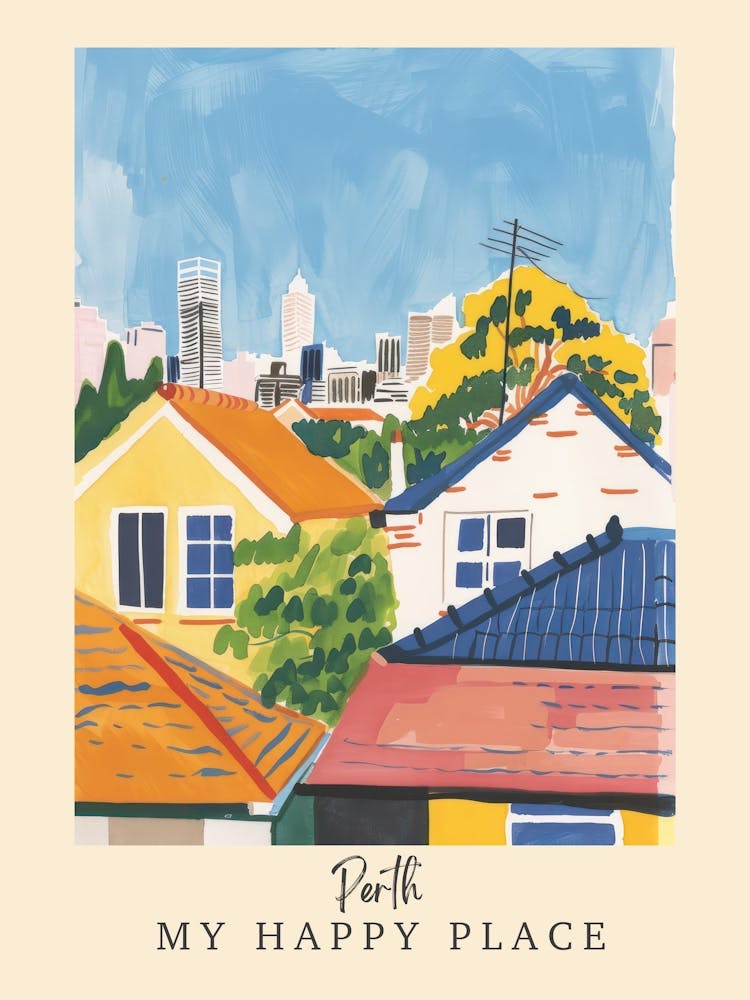 My Happy Place Perth 1 Travel Poster