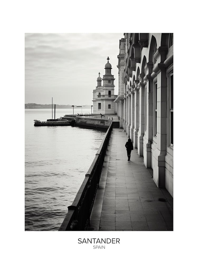 Poster Of Santander, Spain, Black And White Analogue Photography 1