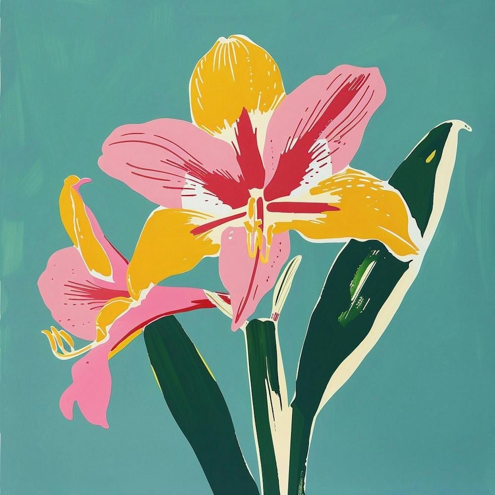 Amaryllis 2 Square Flower Illustration