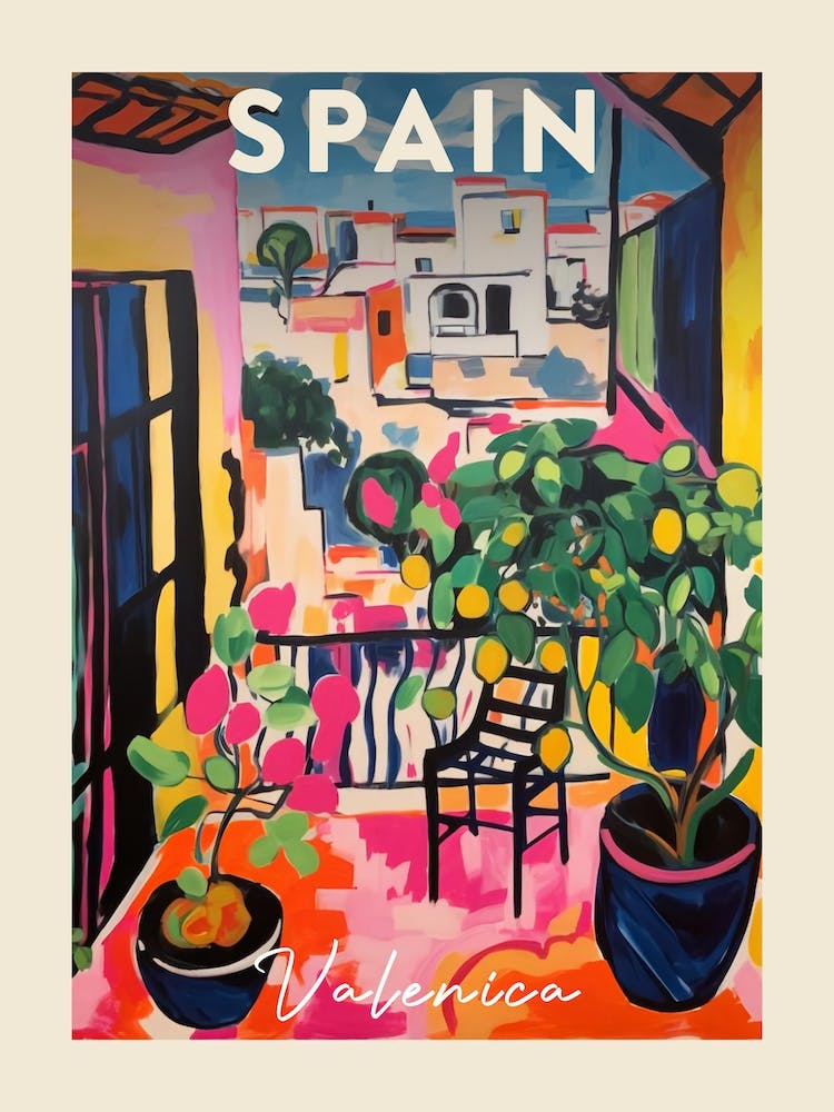 Valenica Spain 7 Fauvist Painting Travel Poster