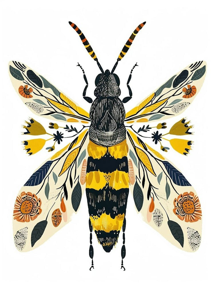 Colourful Insect Illustration Yellowjacket 12