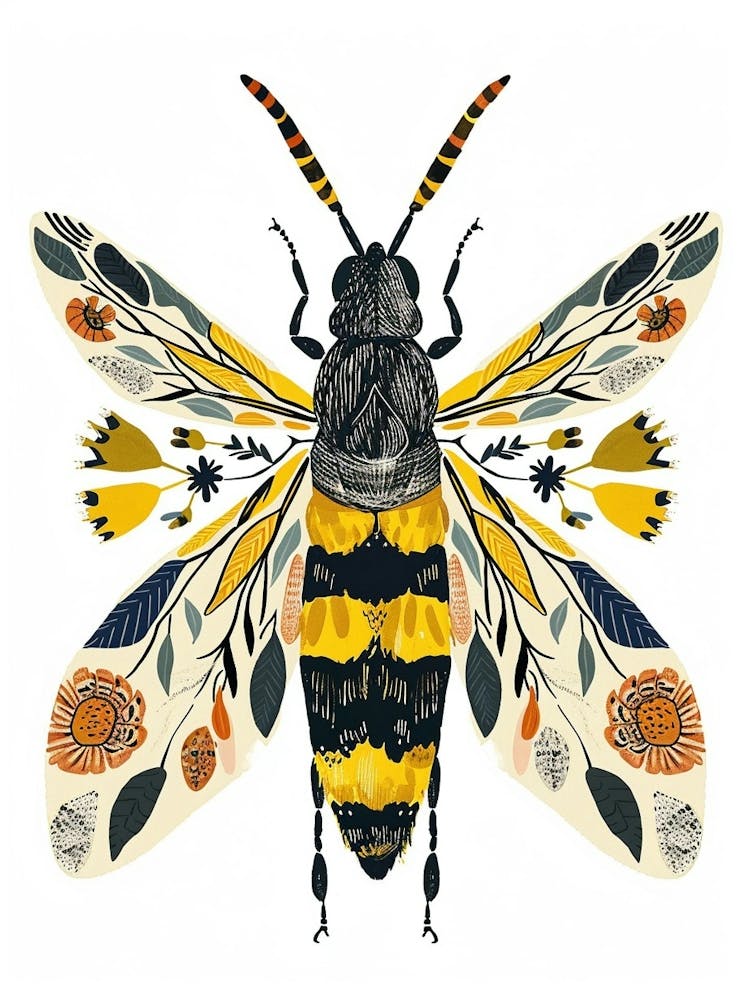 Colourful Insect Illustration Yellowjacket 12