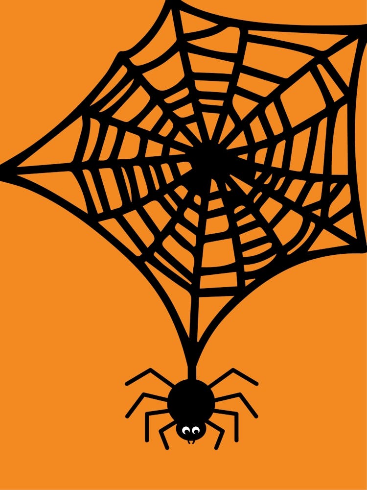 Halloween Cute Spider With Spider Web