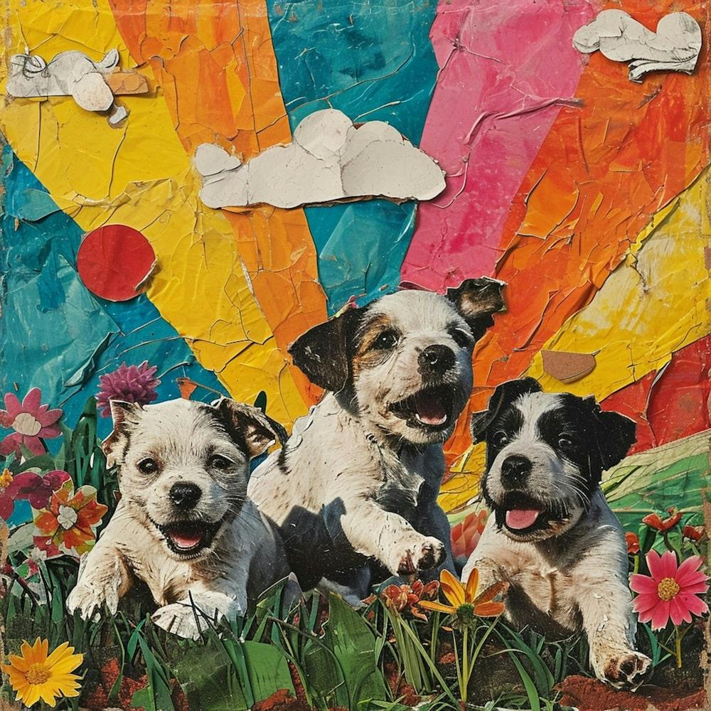 Rainbow Puppy Collage