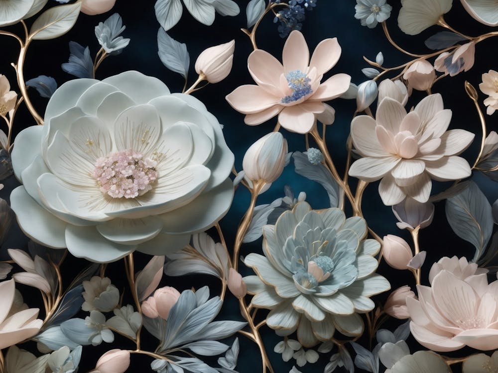 Flowers On Black Background
