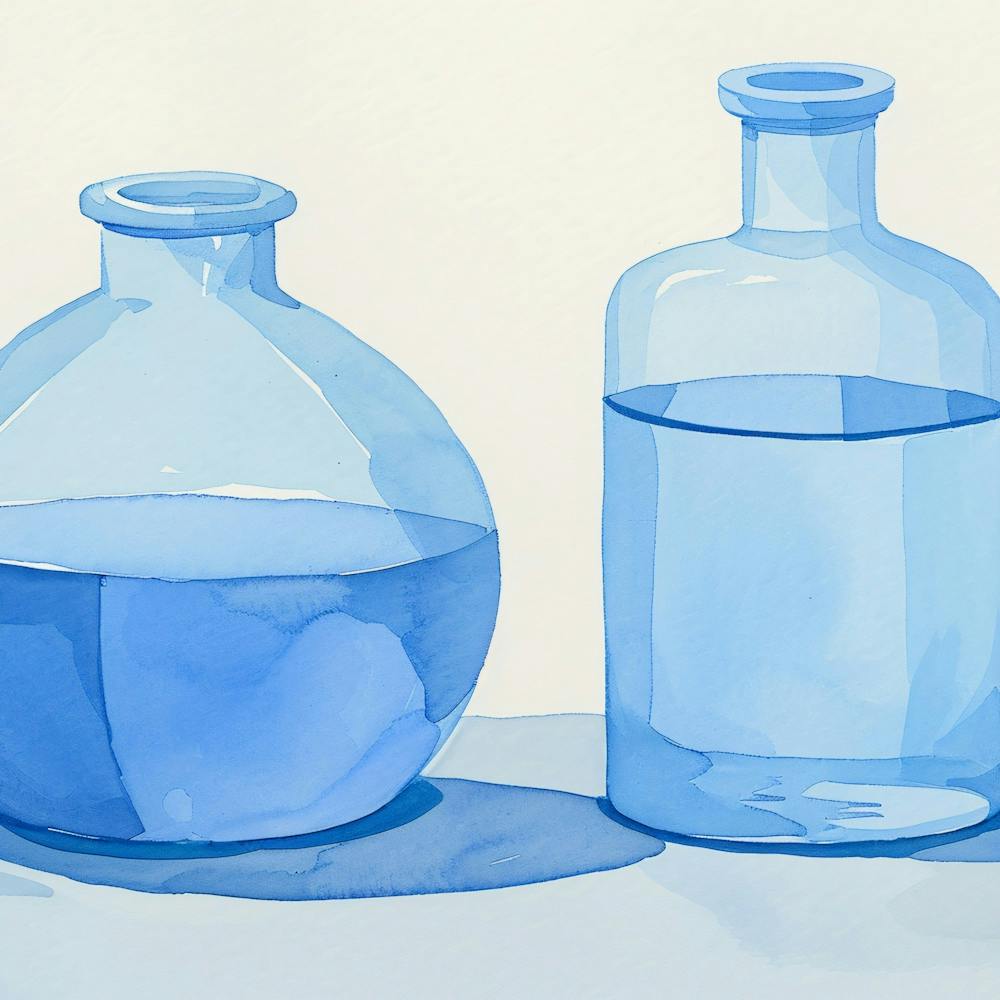 Two Blue Glass Jars