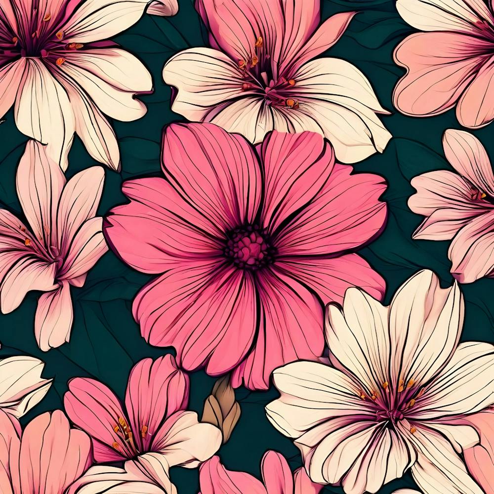 Pink Flowers Seamless Pattern 3