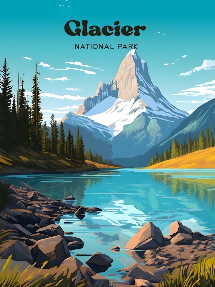 Glacier Nationalpark 1 Reiseposter 3 4 Größenanpassung