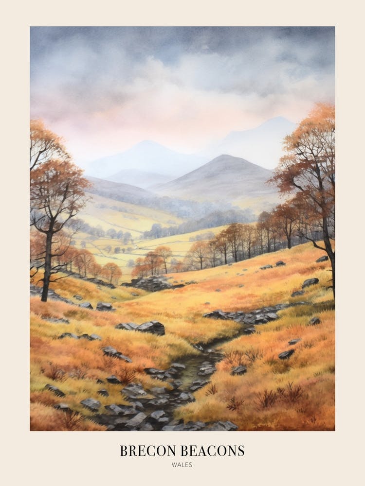 Brecon Beacons National Park Wales Uk Trail Poster
