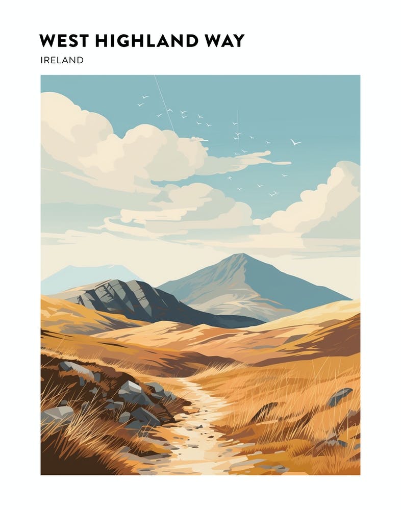 West Highland Way Ireland 3 Hiking Trail Landscape Poster