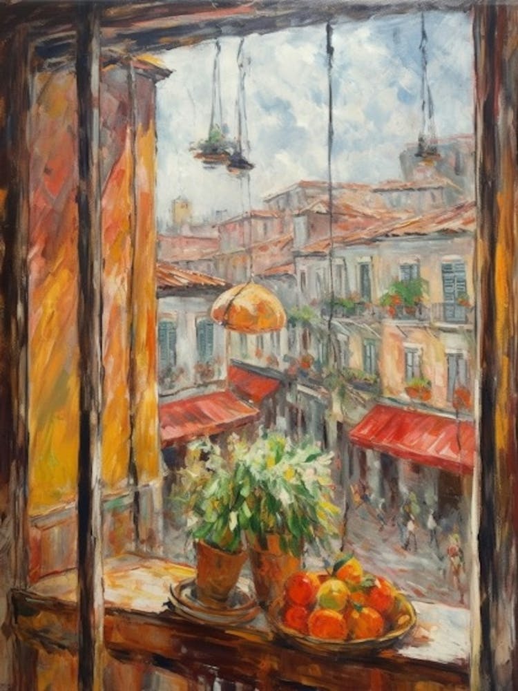 Window View Of Buenos Aires In The Style Of Impressionism 2
