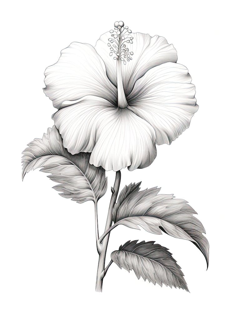 Hibiscus Flower Vintage Botanical 2