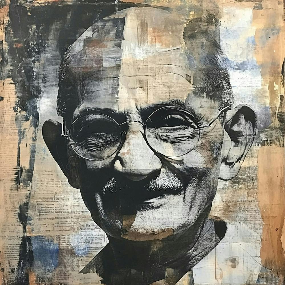 Gandhi Mahatma India Collage Vintage