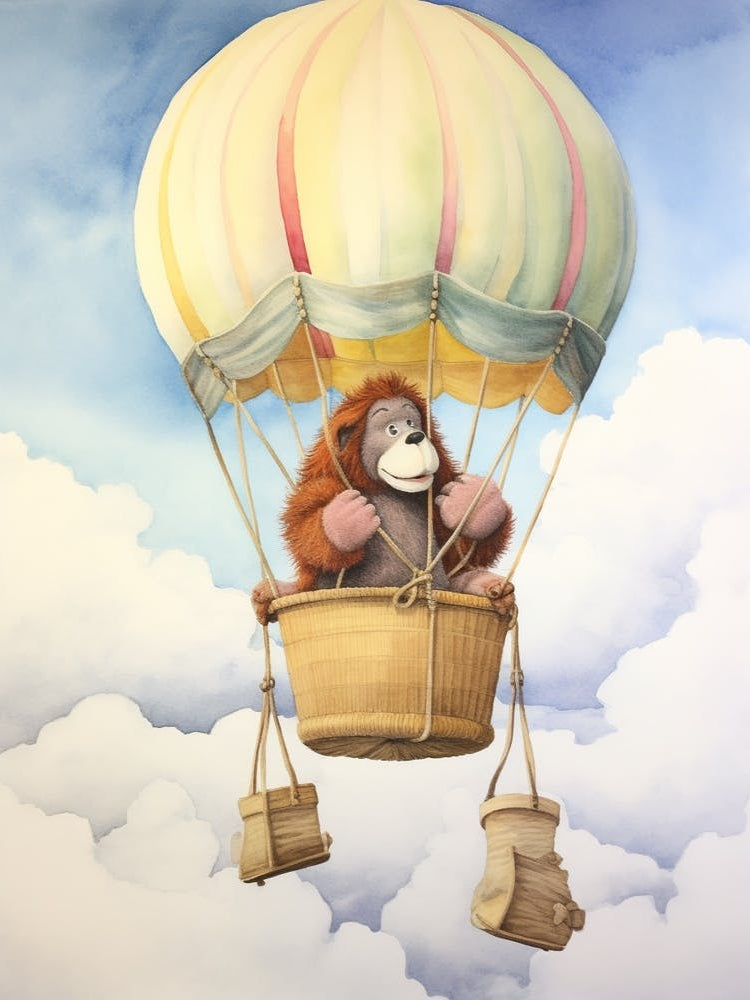Baby Orangutan 2 In A Hot Air Balloon