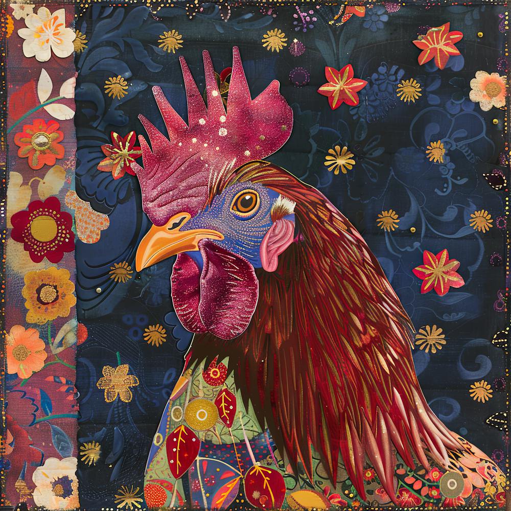Patchwork Quilted Leghorn Chicken 1