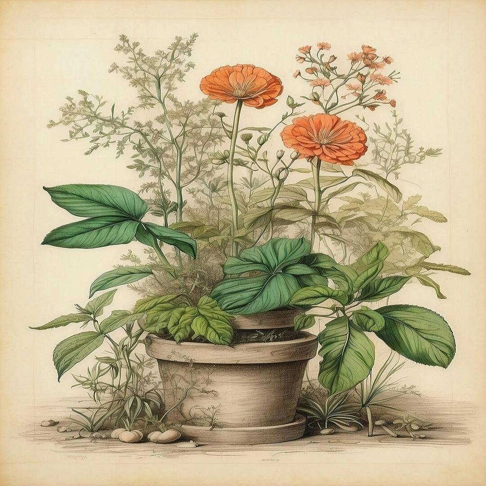 Orange Flowers In A Pot