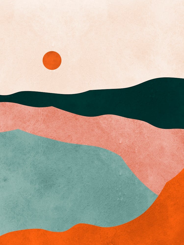 Watercolor sunset landscape 9