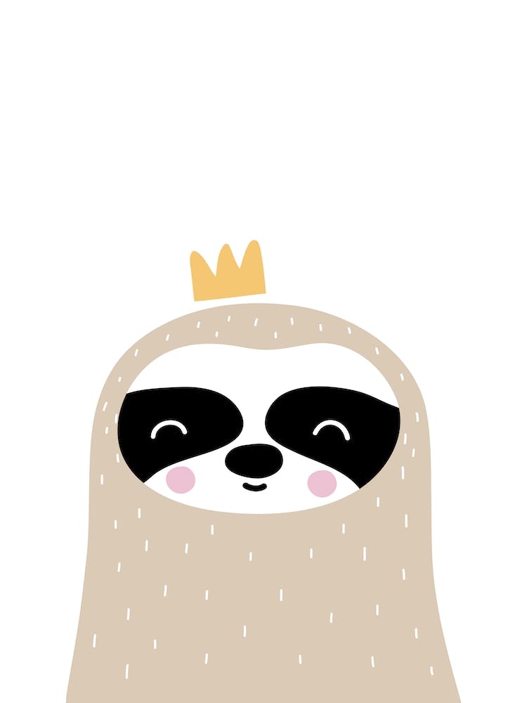 Scandi Beige Sloth with Crown