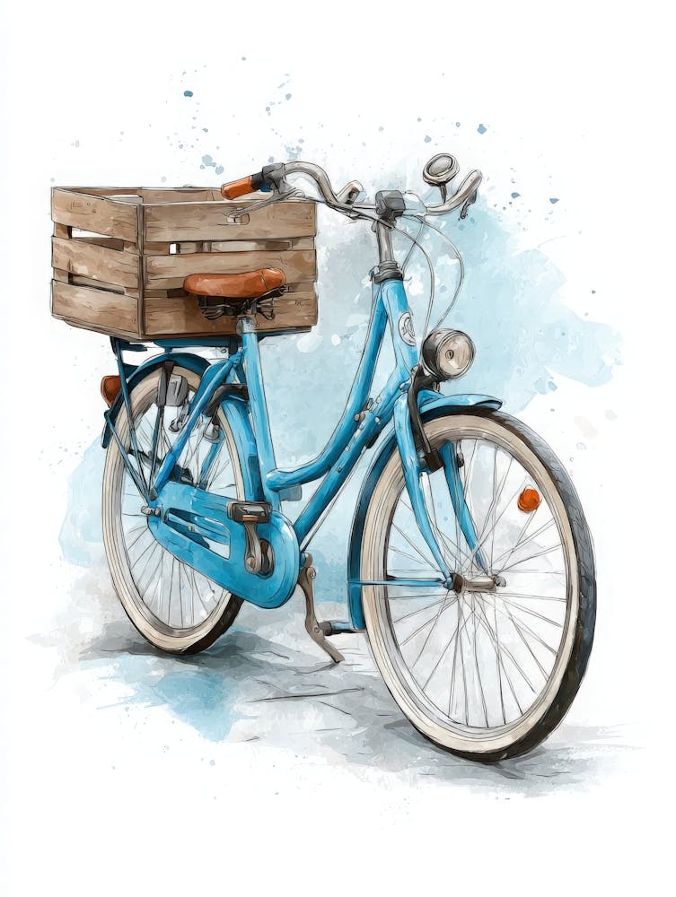 Aihrgdesign Isolated Watercolor Painting Of Vintage Bicycles 6