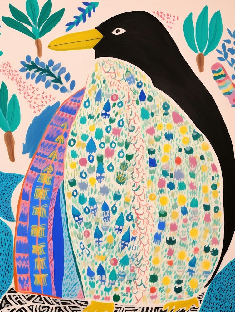Maximalist Animal Painting Penguin 3