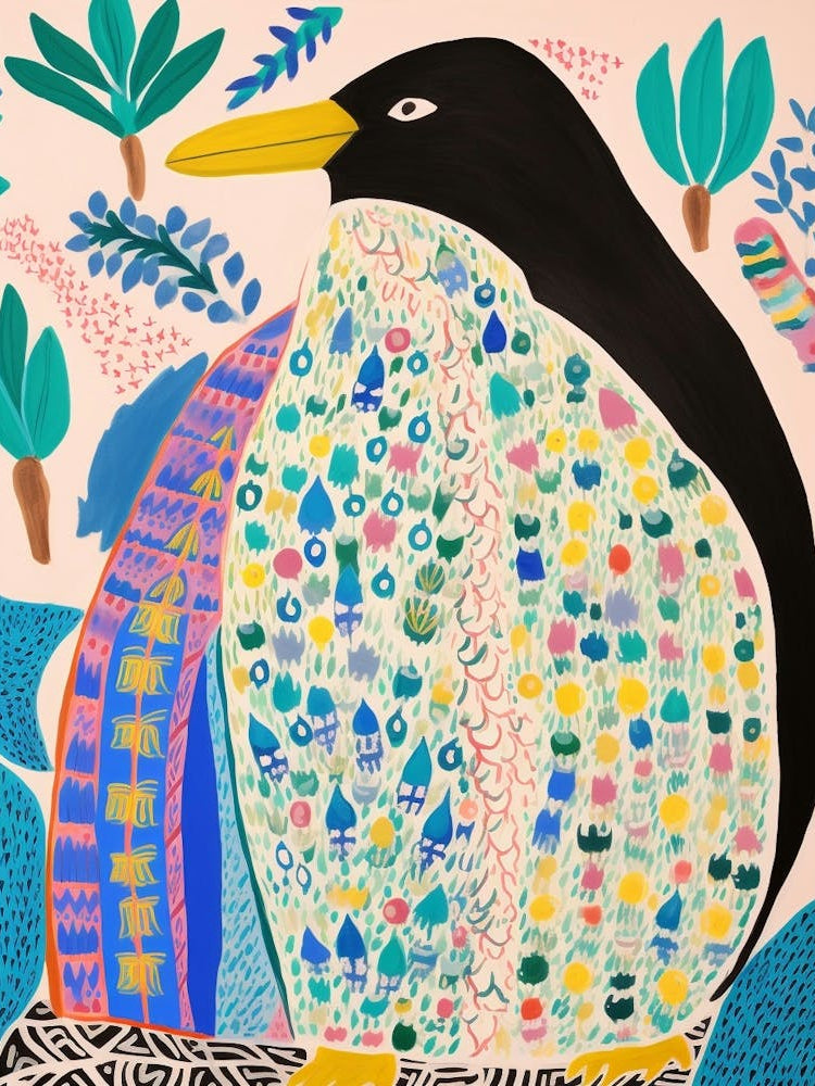 Maximalist Animal Painting Penguin 3