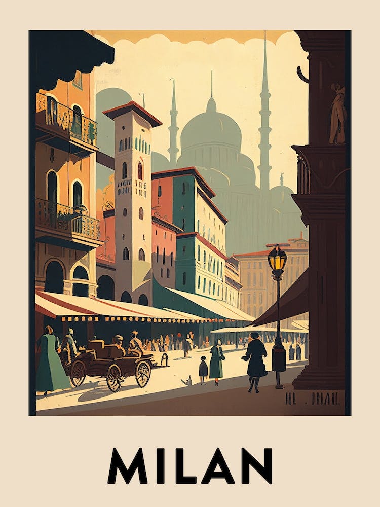 Milan Vintage Travel Poster