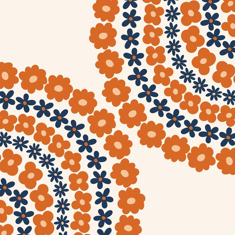 Bohemian Floral Abstract Pattern In Navy Blue Burnt Orange 02 1
