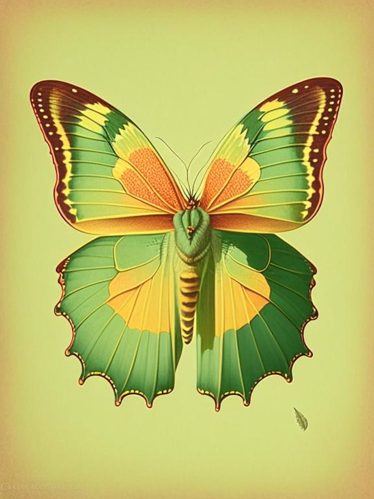 Brimstone Butterfly Retro Illustration 1