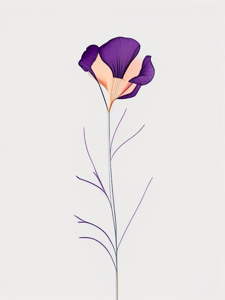 Eustoma Floral Minimal Line Drawing 2 Flower