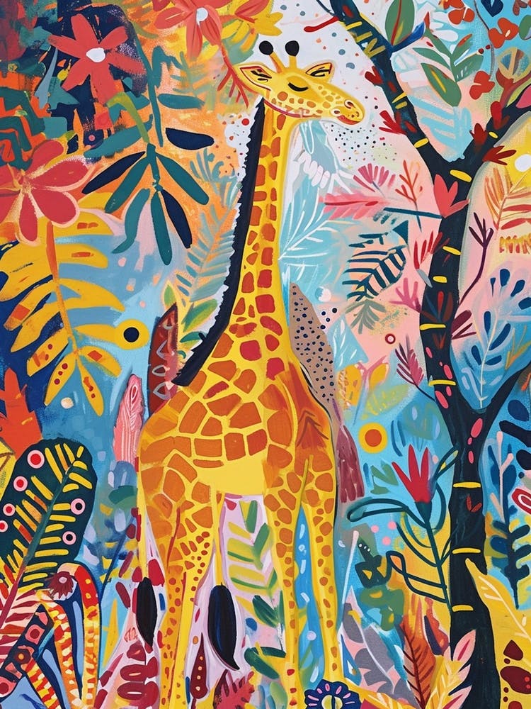 Giraffe In The Nature Illustration 2