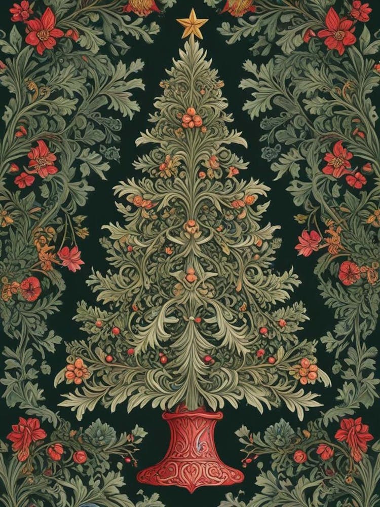 William Morris Style Christmas Tree