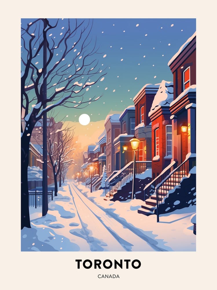 Winternacht Reiseplakat Toronto Kanada 3