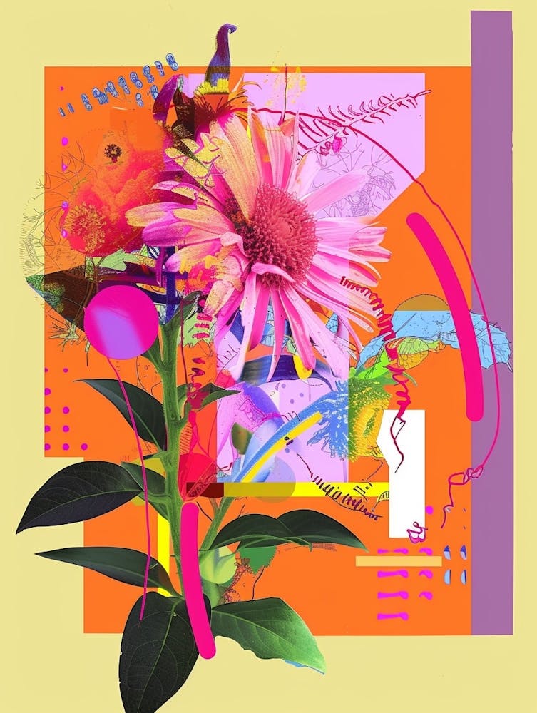 Aster 6 Neon Flower Collage