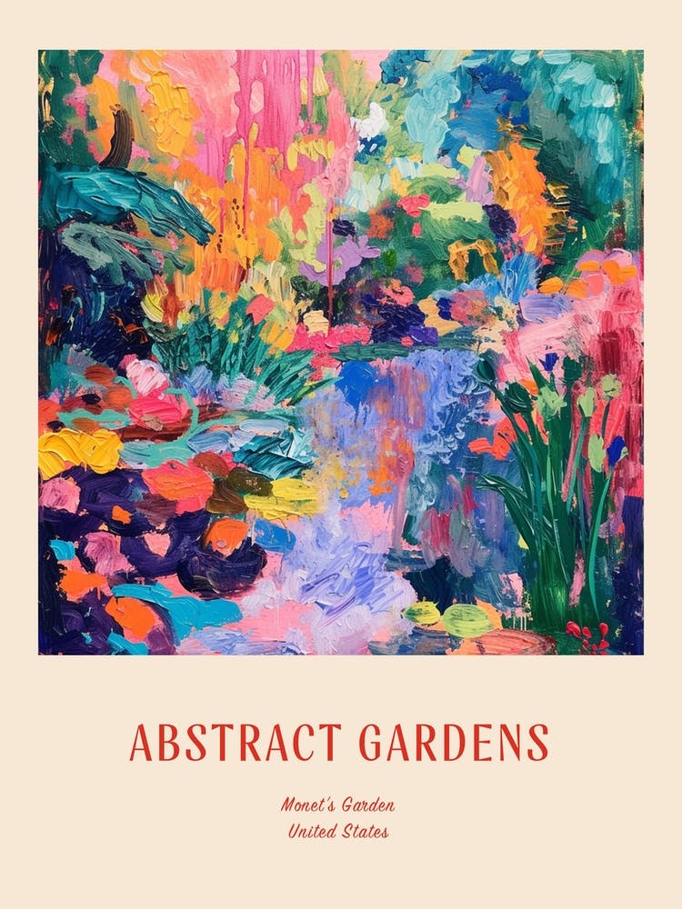 Colourful Gardens Monets Garden Usa 3 Red Poster