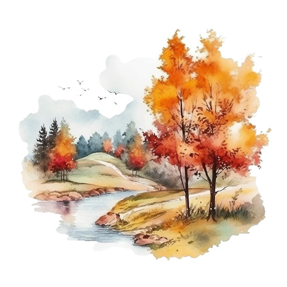 Watercolor Autumn Trees 8