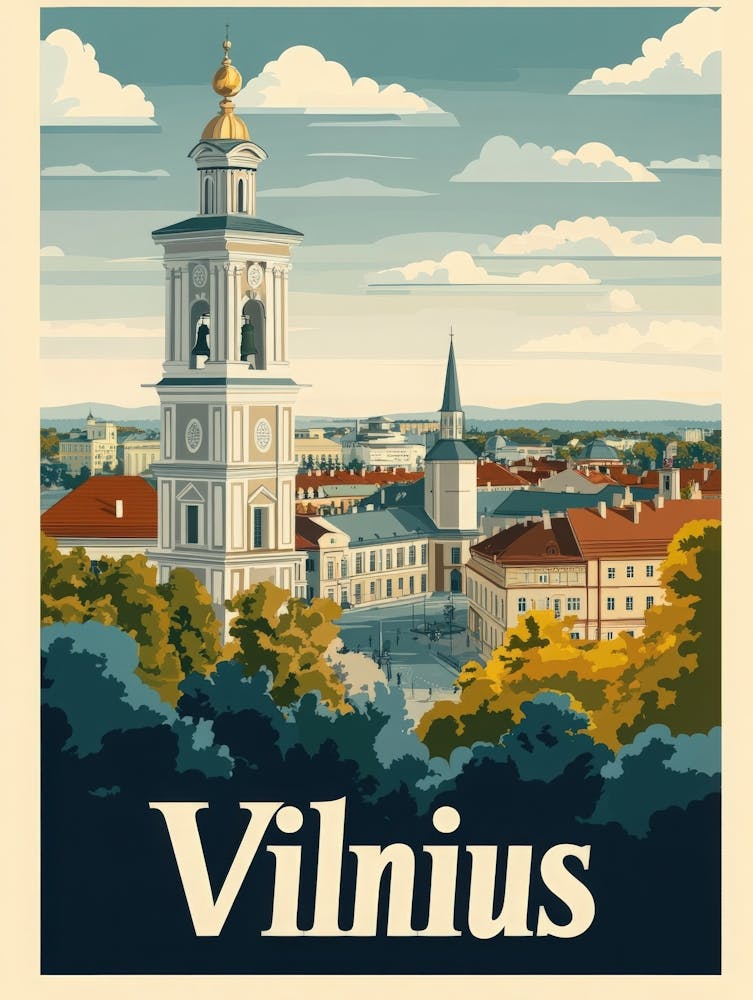Aihrgdesign A Classic 1960s Travel Poster For Vilnius