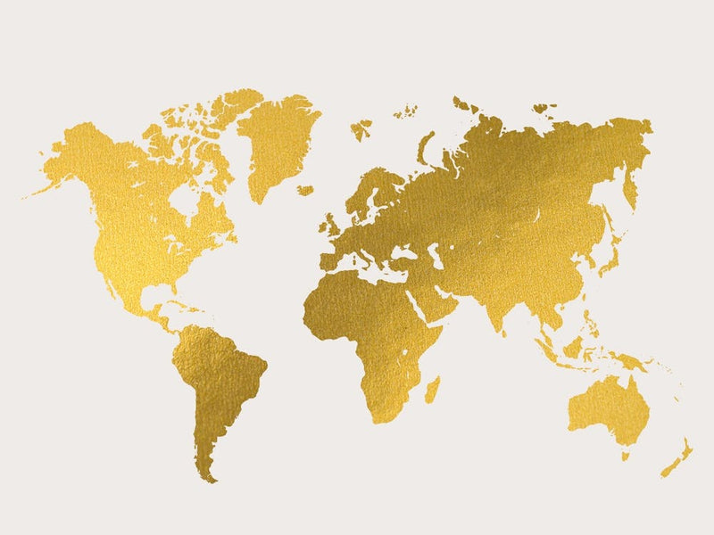 World Map Gold White