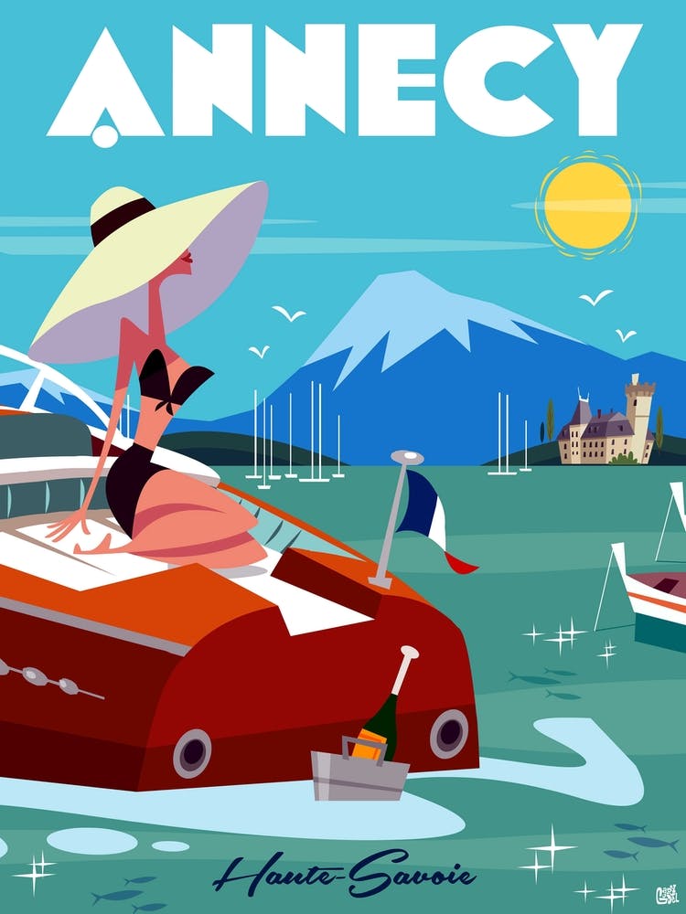 Annecy Lac Poster Blue