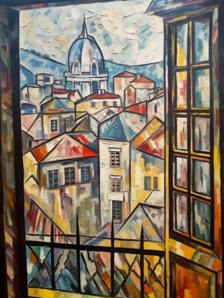 Window View Of Vienna Of In The Style Of Cubism 4