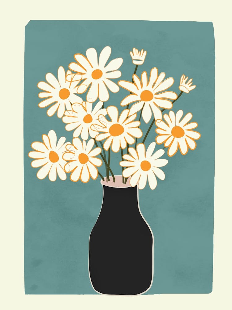 White Daisy Bouquets in Vase 1