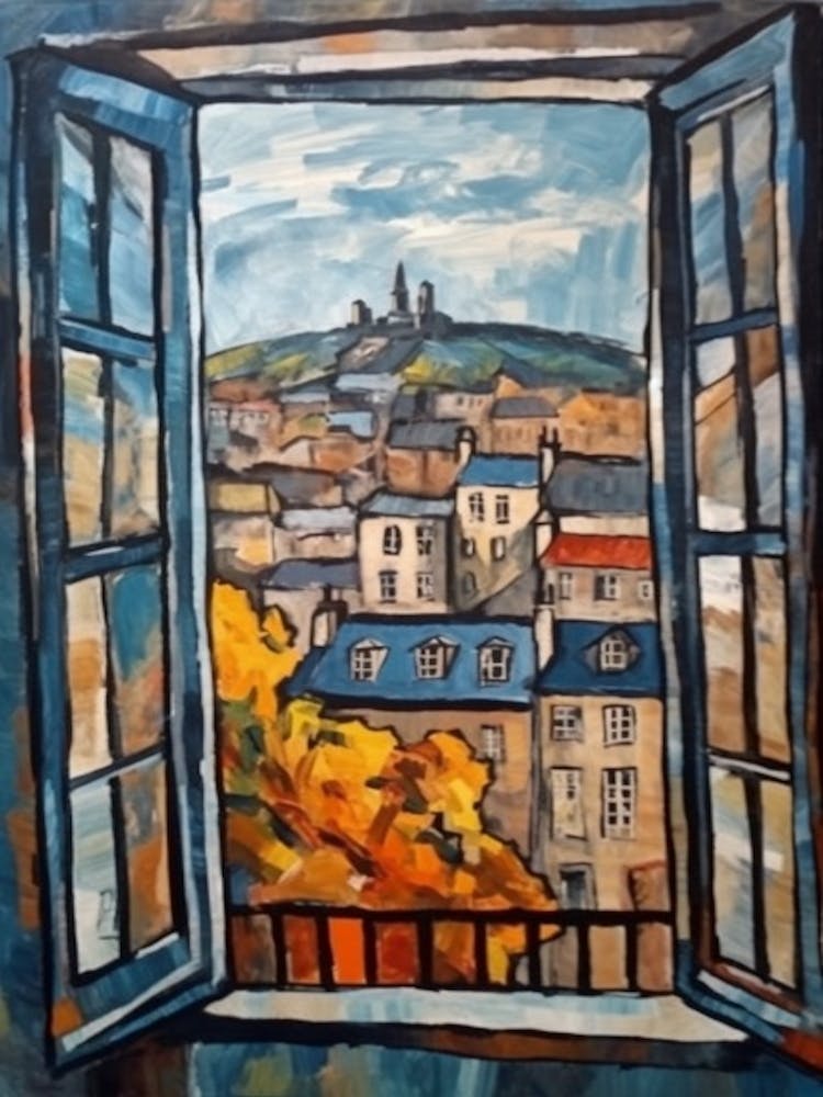 Window View Of Edinburgh Scotland In The Style Of Cubism 1