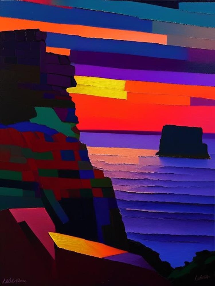 Geometric Cliff Sunset