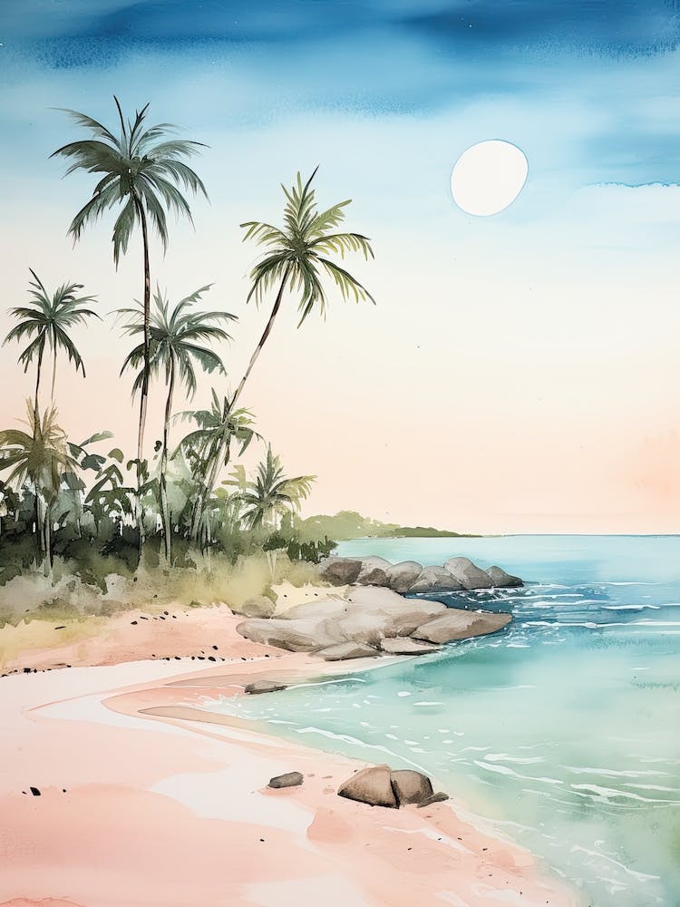 Watercolour Of Praia Dos Carneiros   Pernambuco Brazil 1