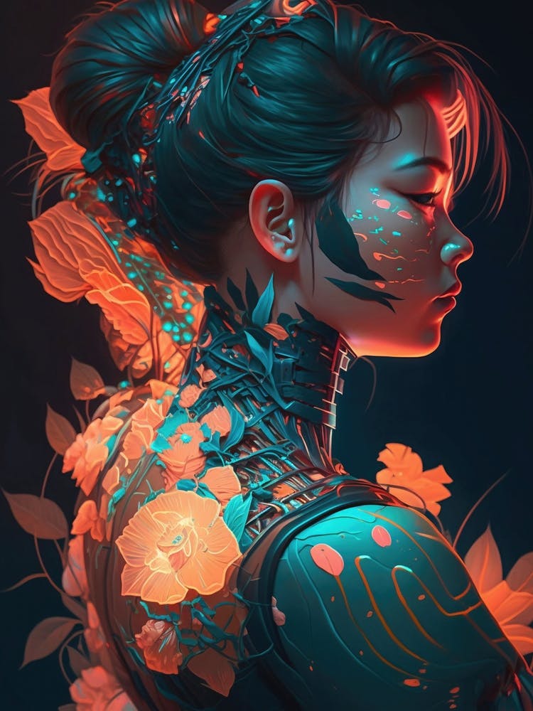 Flower Cyberpunk Girl 1