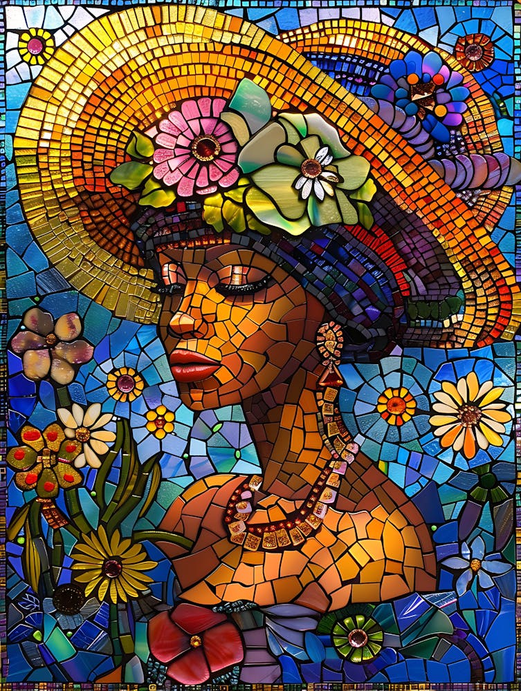 Mosaic Woman In Hat 1