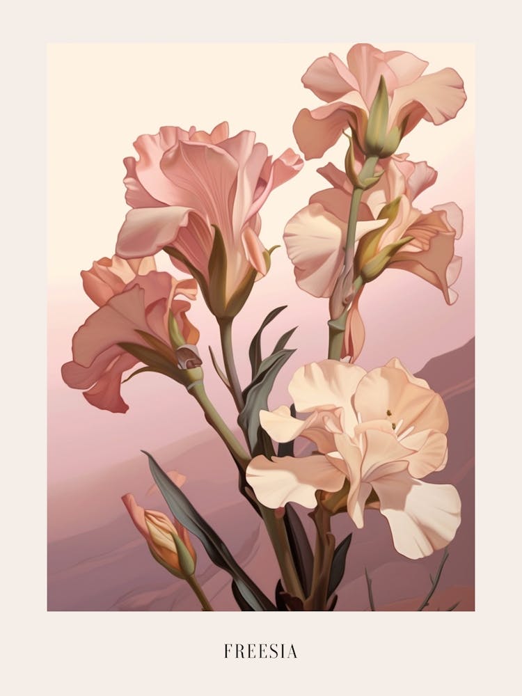 Floral Illustration Freesia 3 Poster