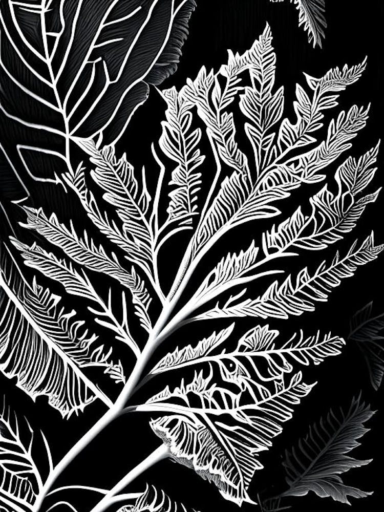 Rue Leaf Linocut 2