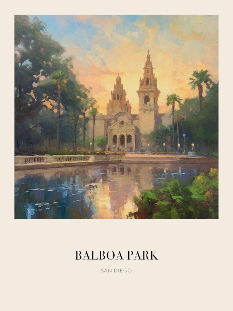 Balboa Park San Diego 3 Vintage Cezanne Inspired Poster