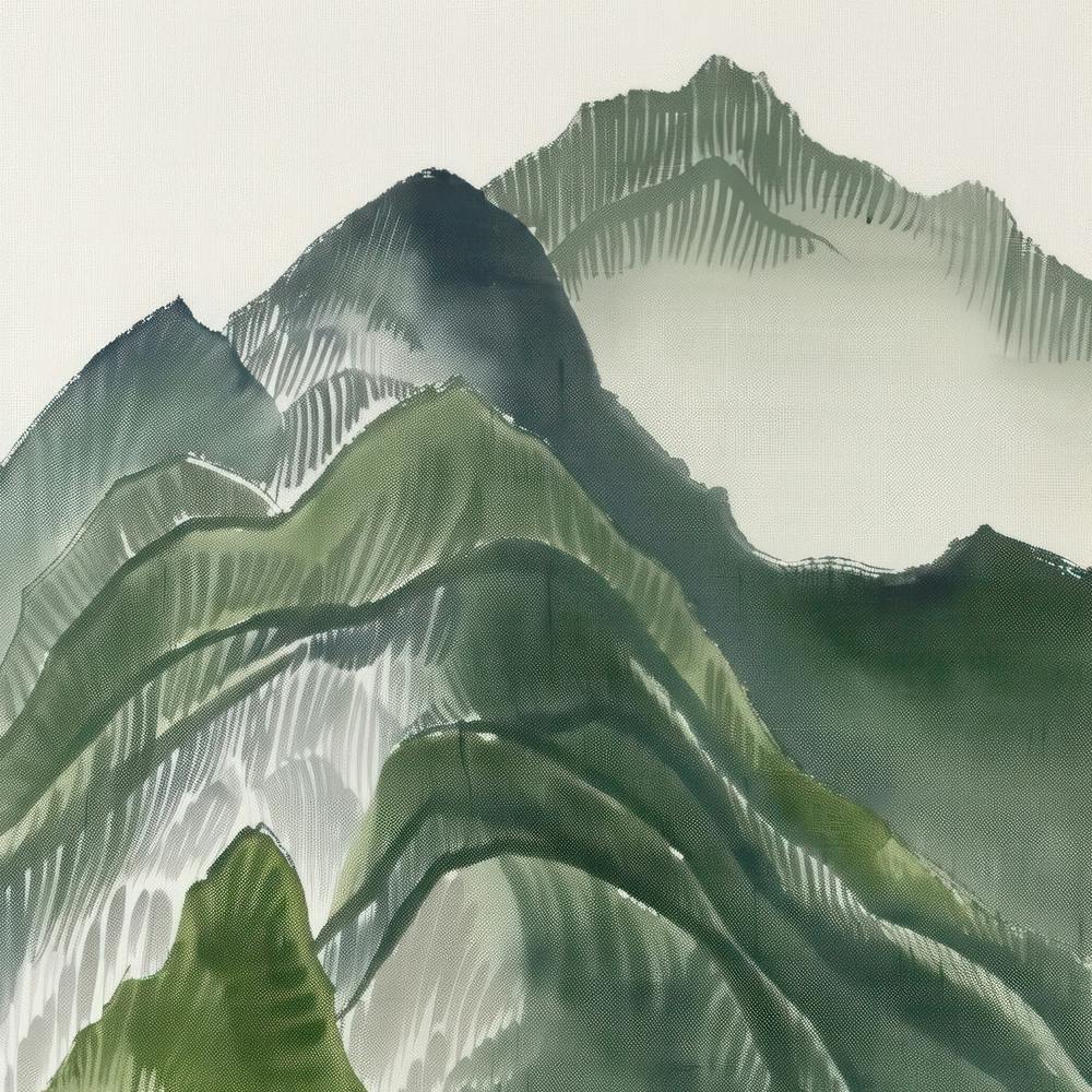 Japanese Watercolour Of Mount Ontake 5